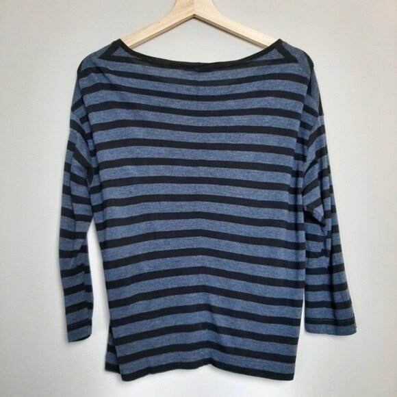 VINCE / Stripe Pattern Soft Pocket Tee  Blue & Black Sz S - Picture 4 of 6
